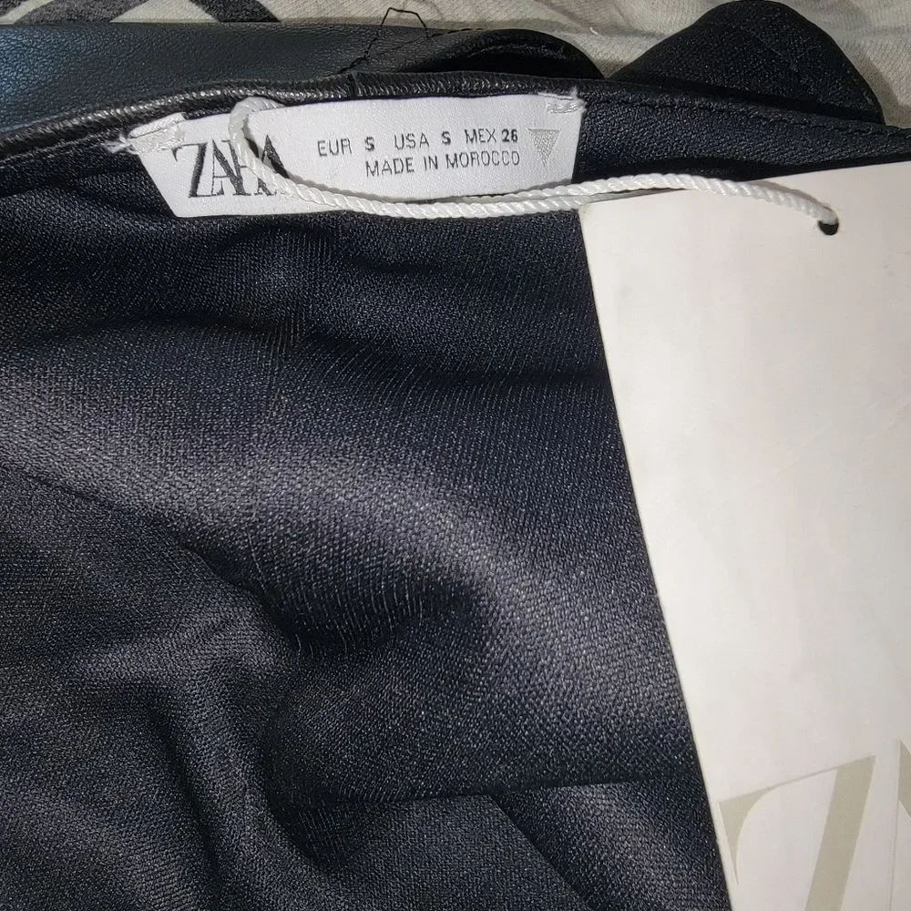 Zara Nwt Faux Leather Black Corset Top Size Small